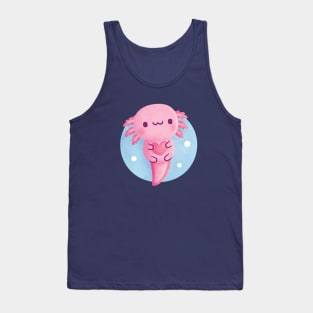 Cute Axolotl Hugging Heart Tank Top